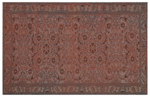 Brown Over Dyed Vintage Rug 6'0'' x 9'6'' ft 184 x 289 cm