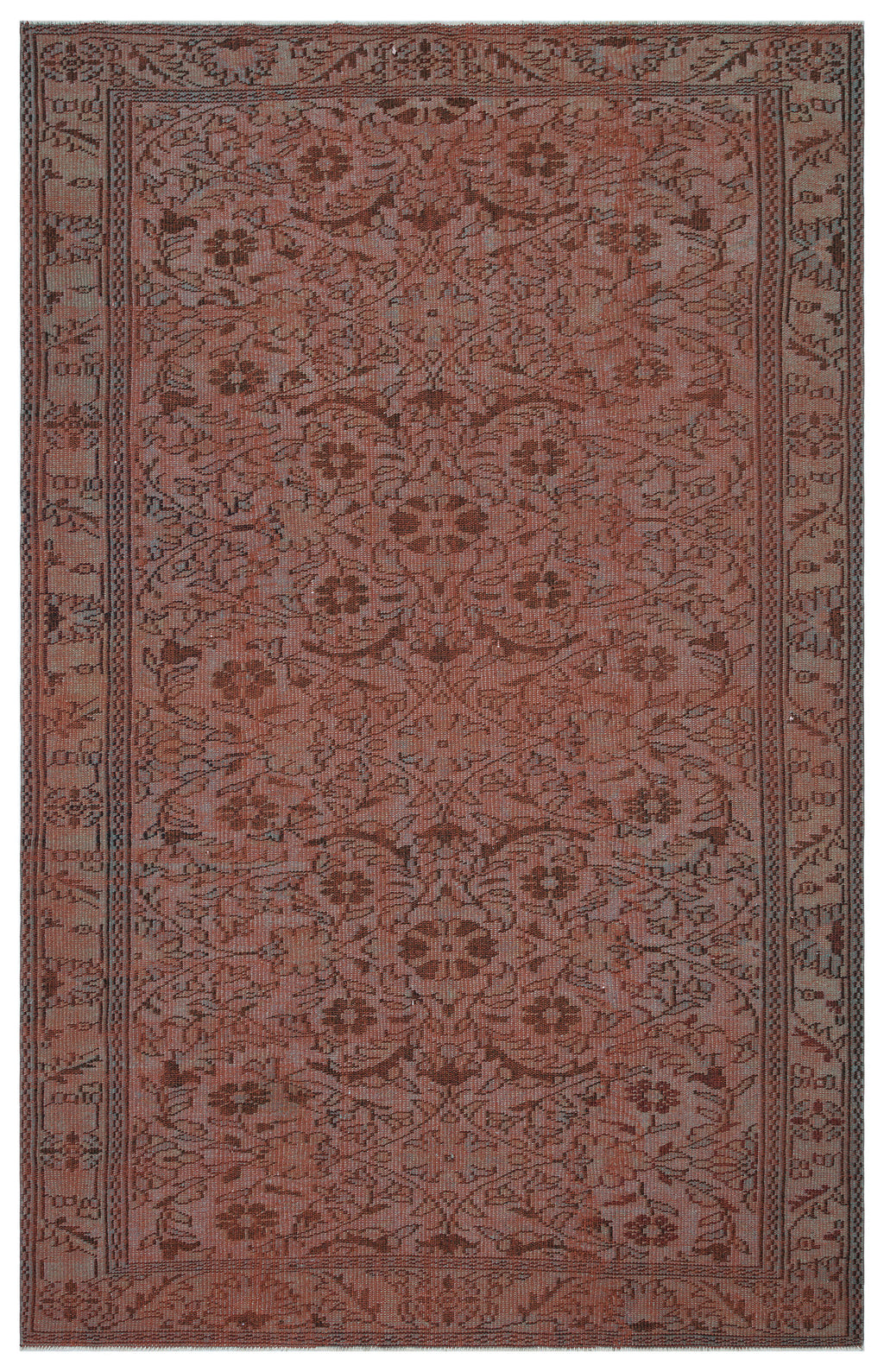 Brown Over Dyed Vintage Rug 6'0'' x 9'6'' ft 184 x 289 cm