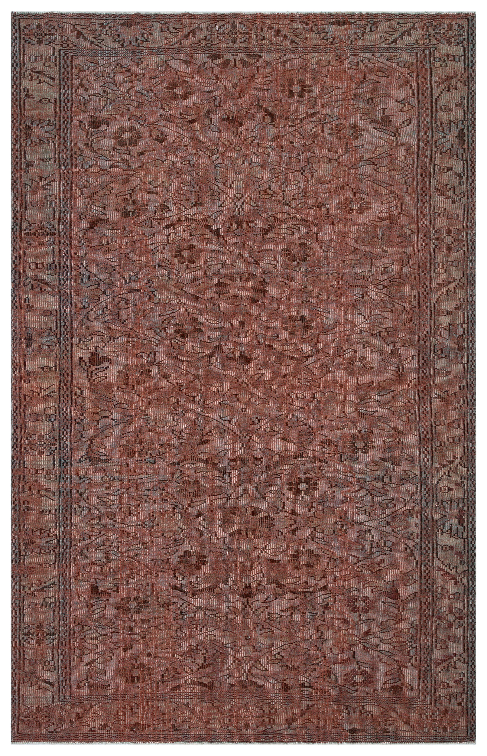 Brown Over Dyed Vintage Rug 6'0'' x 9'6'' ft 184 x 289 cm
