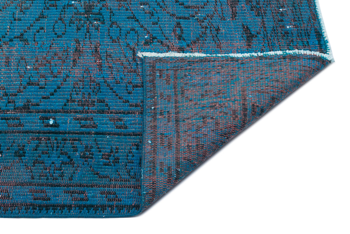 Retro Design Blue Over Dyed Vintage Rug 5&#39;7&#39;&#39; x 8&#39;11&#39;&#39; ft 171 x 272 cm