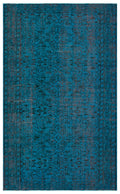 Retro Design Blue Over Dyed Vintage Rug 5'7'' x 8'11'' ft 171 x 272 cm
