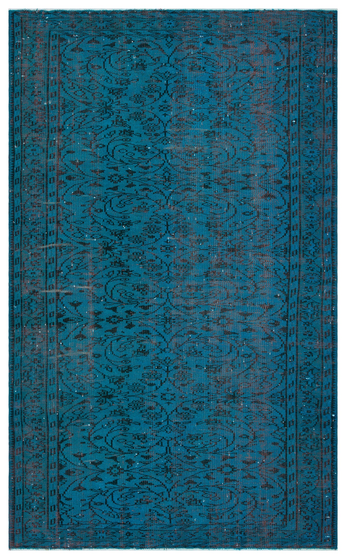 Retro Design Blue Over Dyed Vintage Rug 5&#39;7&#39;&#39; x 8&#39;11&#39;&#39; ft 171 x 272 cm