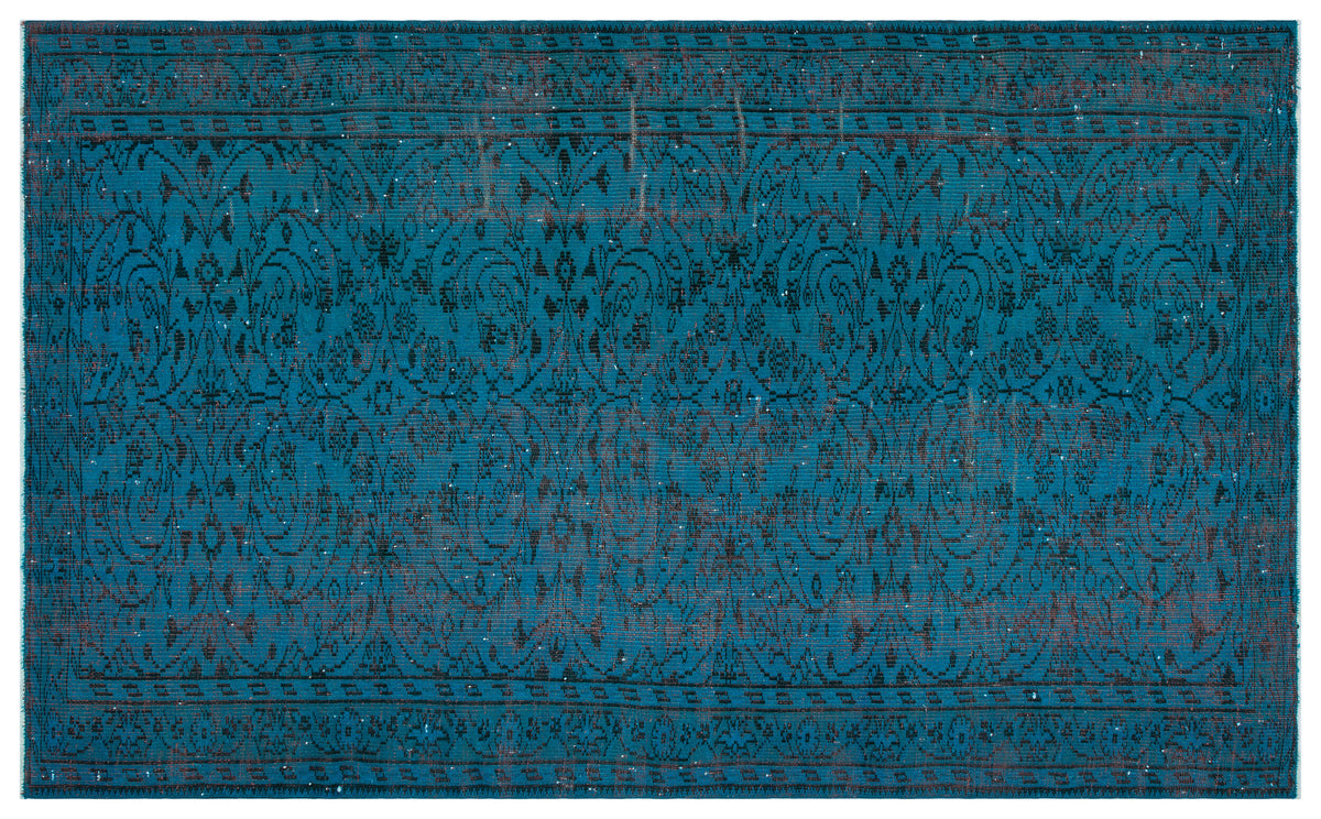 Retro Design Blue Over Dyed Vintage Rug 5&#39;7&#39;&#39; x 8&#39;11&#39;&#39; ft 171 x 272 cm