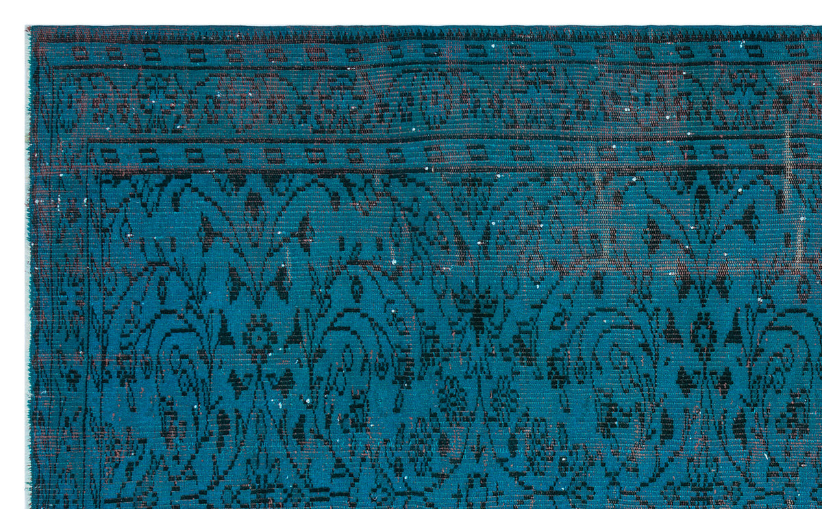 Retro Design Blue Over Dyed Vintage Rug 5&#39;7&#39;&#39; x 8&#39;11&#39;&#39; ft 171 x 272 cm