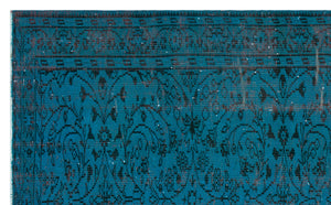 Retro Design Blue Over Dyed Vintage Rug 5'7'' x 8'11'' ft 171 x 272 cm