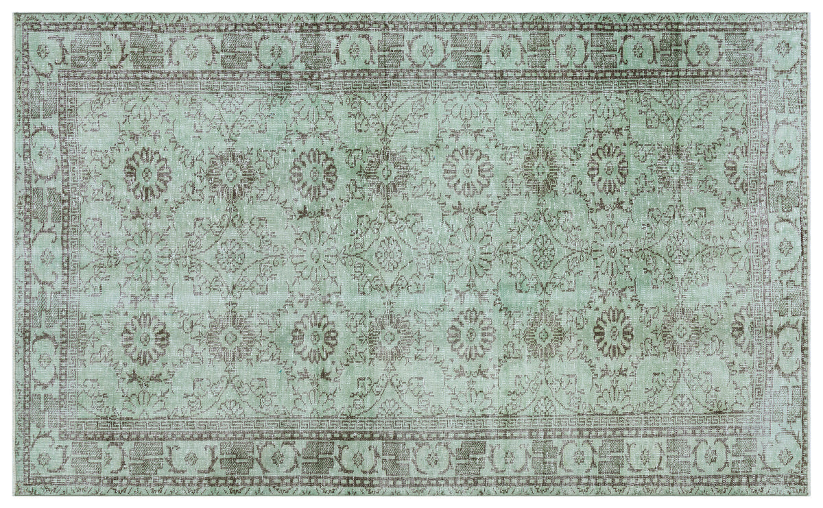Green Over Dyed Vintage Rug 5&#39;10&#39;&#39; x 9&#39;5&#39;&#39; ft 178 x 286 cm
