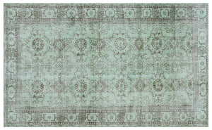 Green Over Dyed Vintage Rug 5'10'' x 9'5'' ft 178 x 286 cm