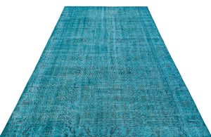 Retro Design Turquoise Over Dyed Vintage Rug 5'10'' x 9'2'' ft 179 x 280 cm