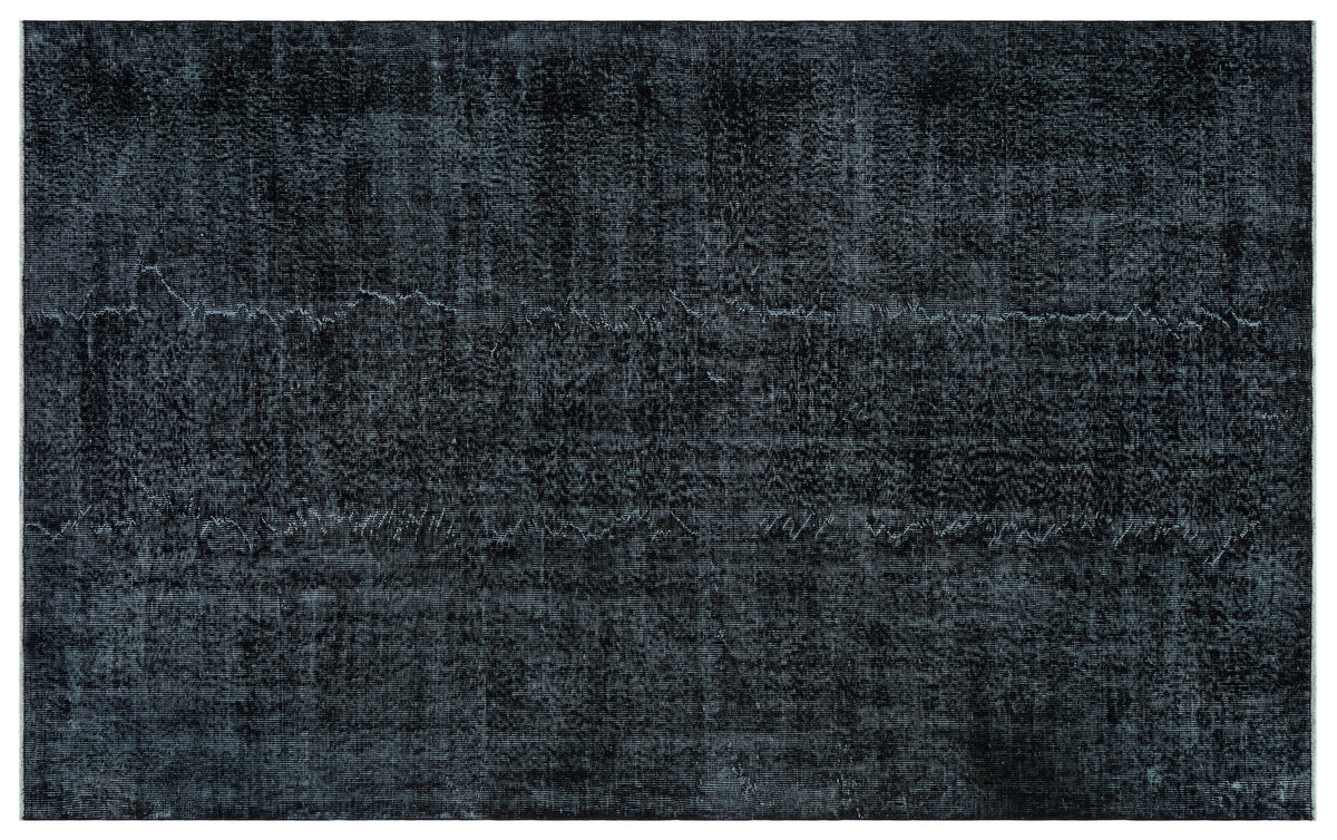 Black Over Dyed Vintage Rug 5&#39;9&#39;&#39; x 9&#39;3&#39;&#39; ft 175 x 283 cm