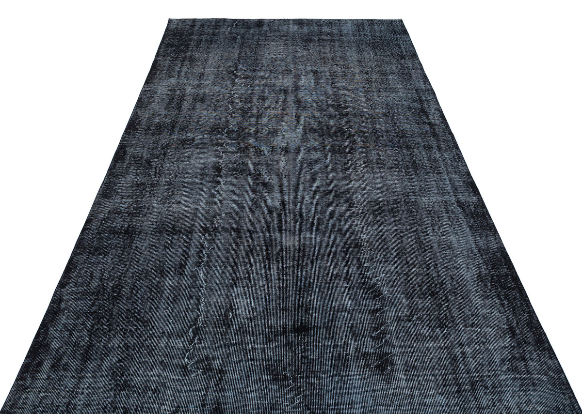 Black Over Dyed Vintage Rug 5&#39;4&#39;&#39; x 9&#39;2&#39;&#39; ft 162 x 279 cm