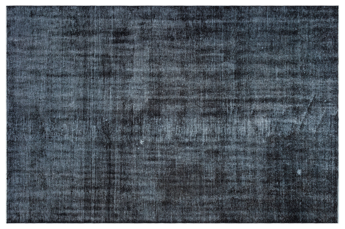 Black Over Dyed Vintage Rug 5&#39;8&#39;&#39; x 8&#39;8&#39;&#39; ft 173 x 264 cm