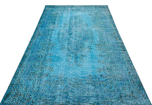 Traditional Design Turquoise Over Dyed Vintage Rug 5'7'' x 8'10'' ft 169 x 270 cm