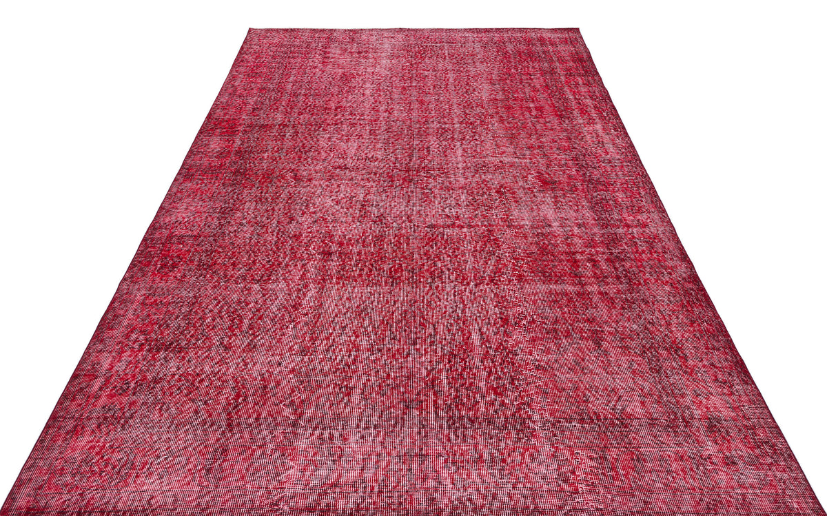 Red Over Dyed Vintage Rug 6&#39;2&#39;&#39; x 9&#39;5&#39;&#39; ft 189 x 286 cm