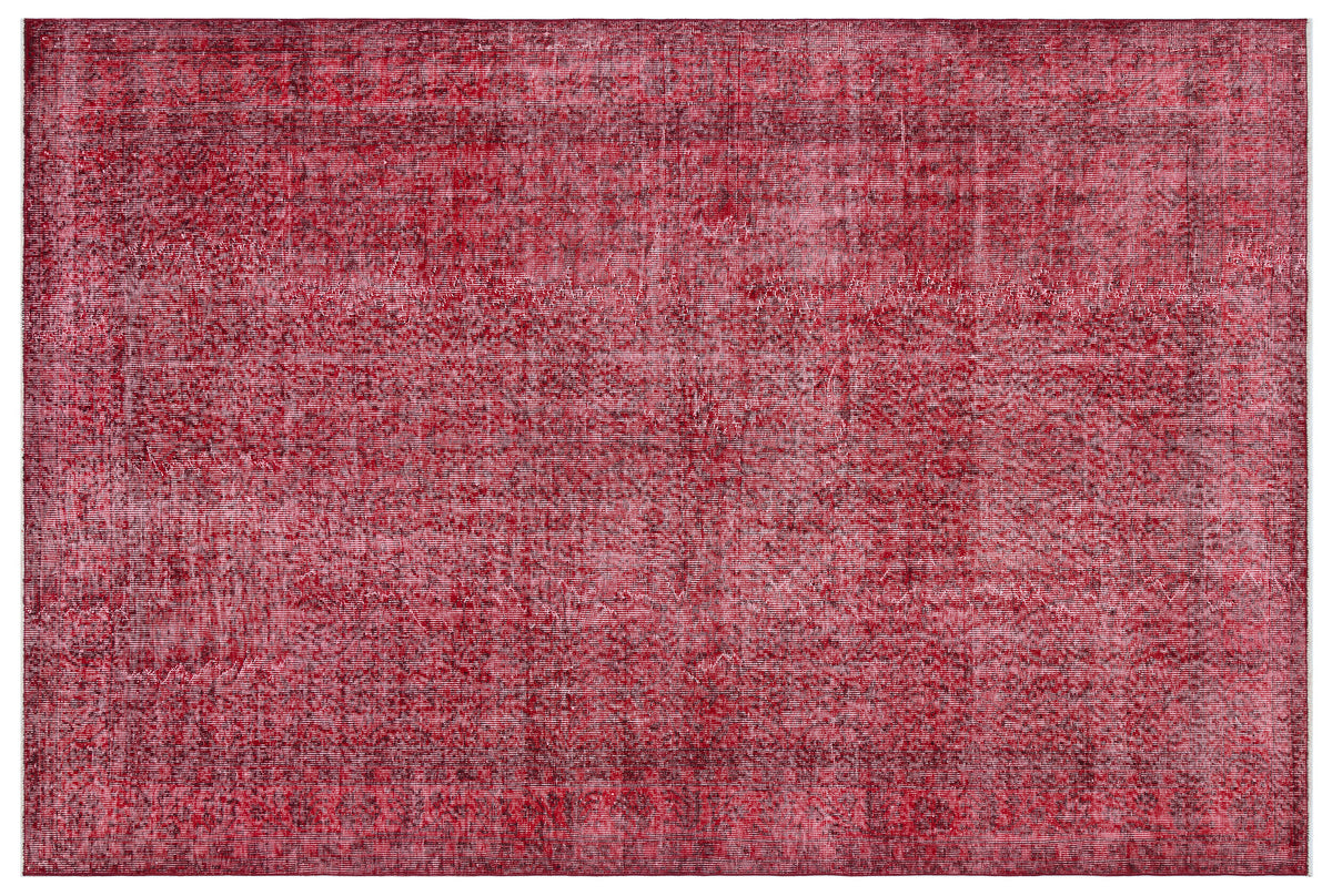 Red Over Dyed Vintage Rug 6&#39;2&#39;&#39; x 9&#39;5&#39;&#39; ft 189 x 286 cm