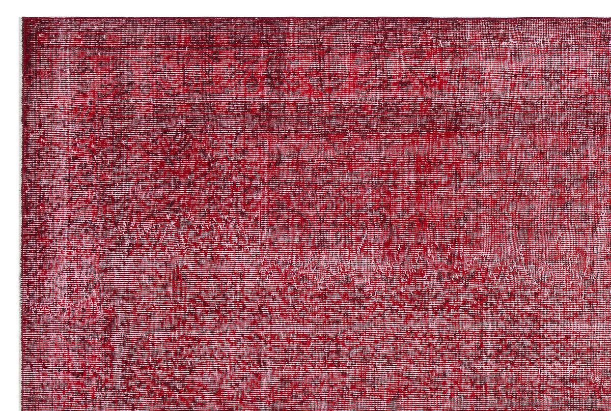 Red Over Dyed Vintage Rug 6&#39;2&#39;&#39; x 9&#39;5&#39;&#39; ft 189 x 286 cm