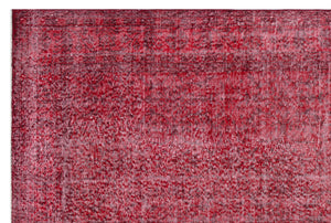 Red Over Dyed Vintage Rug 6'2'' x 9'5'' ft 189 x 286 cm
