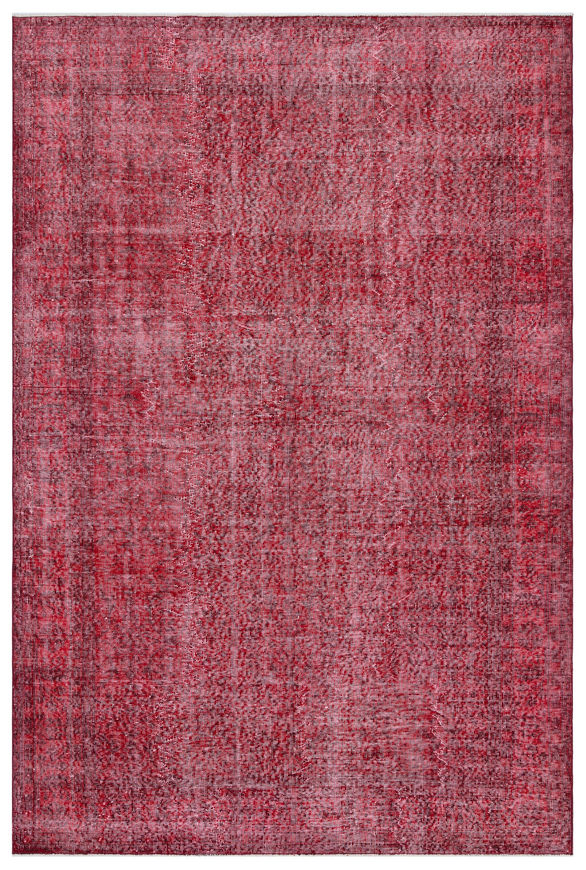Red Over Dyed Vintage Rug 6&#39;2&#39;&#39; x 9&#39;5&#39;&#39; ft 189 x 286 cm