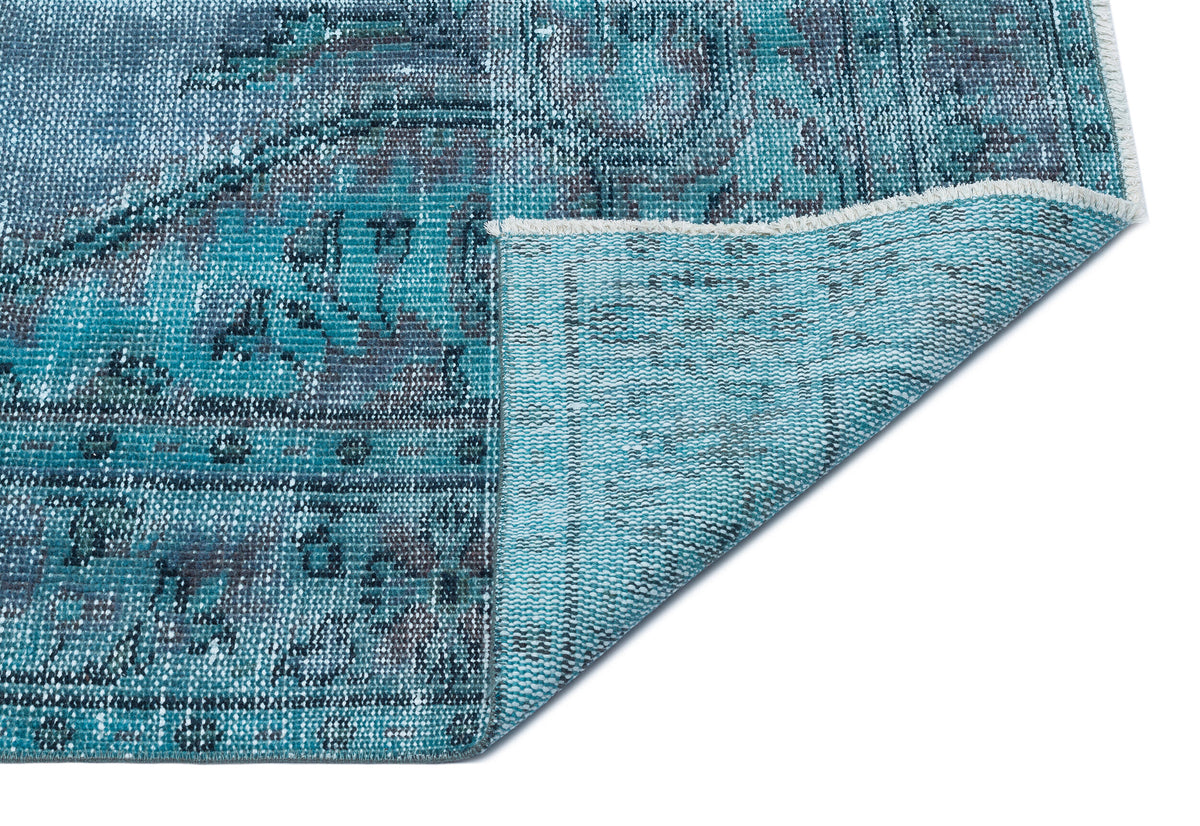 Traditional Design Blue Over Dyed Vintage Rug 5&#39;2&#39;&#39; x 8&#39;12&#39;&#39; ft 157 x 274 cm