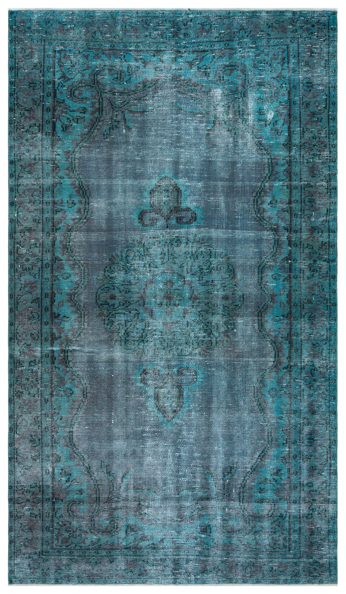 Traditional Design Blue Over Dyed Vintage Rug 5&#39;2&#39;&#39; x 8&#39;12&#39;&#39; ft 157 x 274 cm