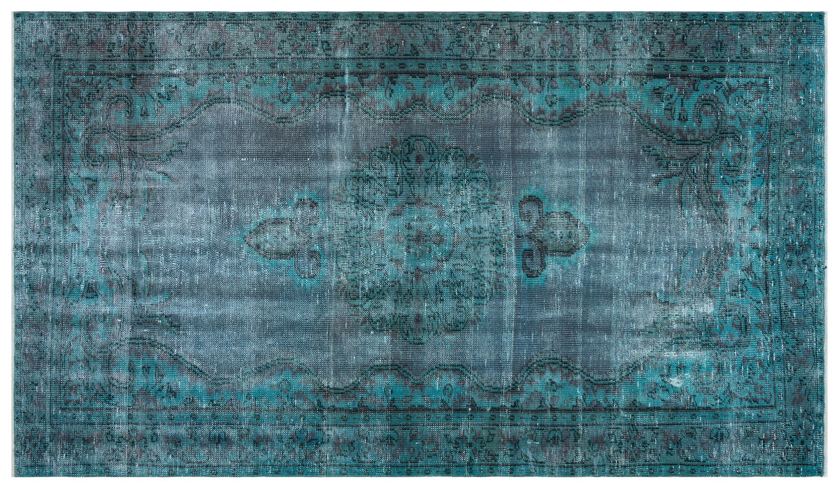 Traditional Design Blue Over Dyed Vintage Rug 5&#39;2&#39;&#39; x 8&#39;12&#39;&#39; ft 157 x 274 cm