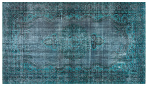 Traditional Design Blue Over Dyed Vintage Rug 5'2'' x 8'12'' ft 157 x 274 cm