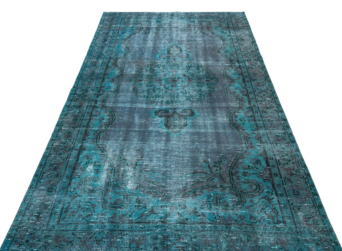 Traditional Design Blue Over Dyed Vintage Rug 5&#39;2&#39;&#39; x 8&#39;12&#39;&#39; ft 157 x 274 cm