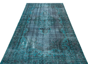 Traditional Design Blue Over Dyed Vintage Rug 5'2'' x 8'12'' ft 157 x 274 cm