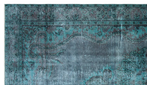 Traditional Design Blue Over Dyed Vintage Rug 5'2'' x 8'12'' ft 157 x 274 cm