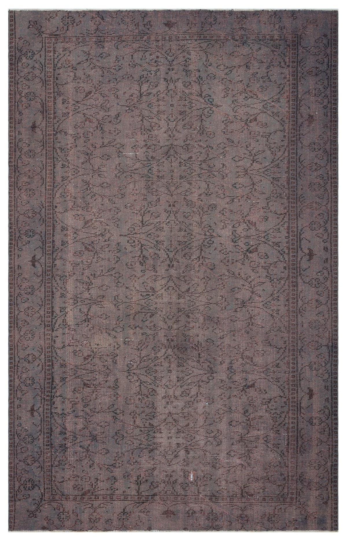 Gray Over Dyed Vintage Rug 6&#39;0&#39;&#39; x 9&#39;2&#39;&#39; ft 184 x 280 cm