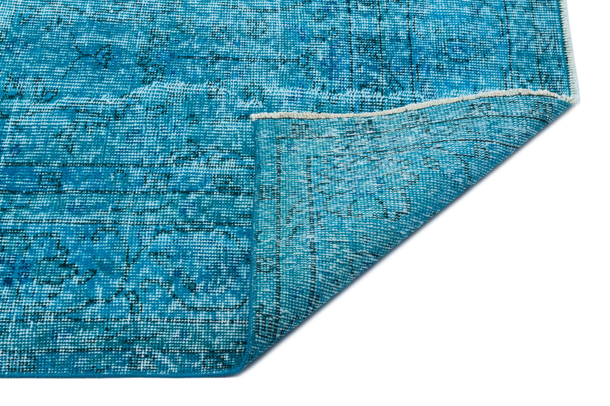 Turquoise Over Dyed Vintage Rug 6&#39;4&#39;&#39; x 9&#39;11&#39;&#39; ft 194 x 303 cm
