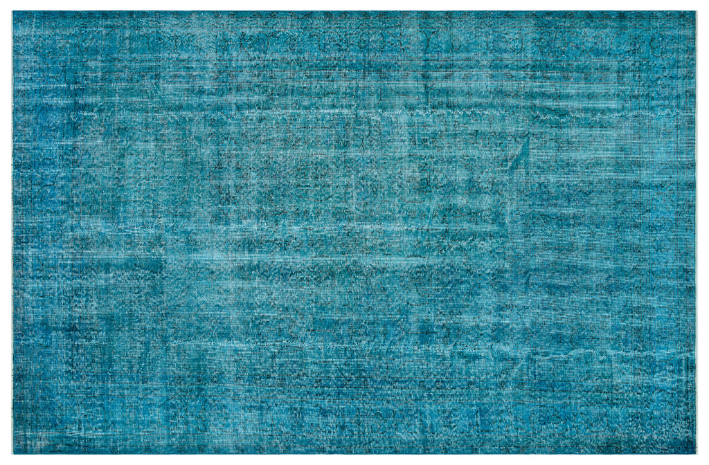 Turquoise Over Dyed Vintage Rug 6'4'' x 9'11'' ft 194 x 303 cm