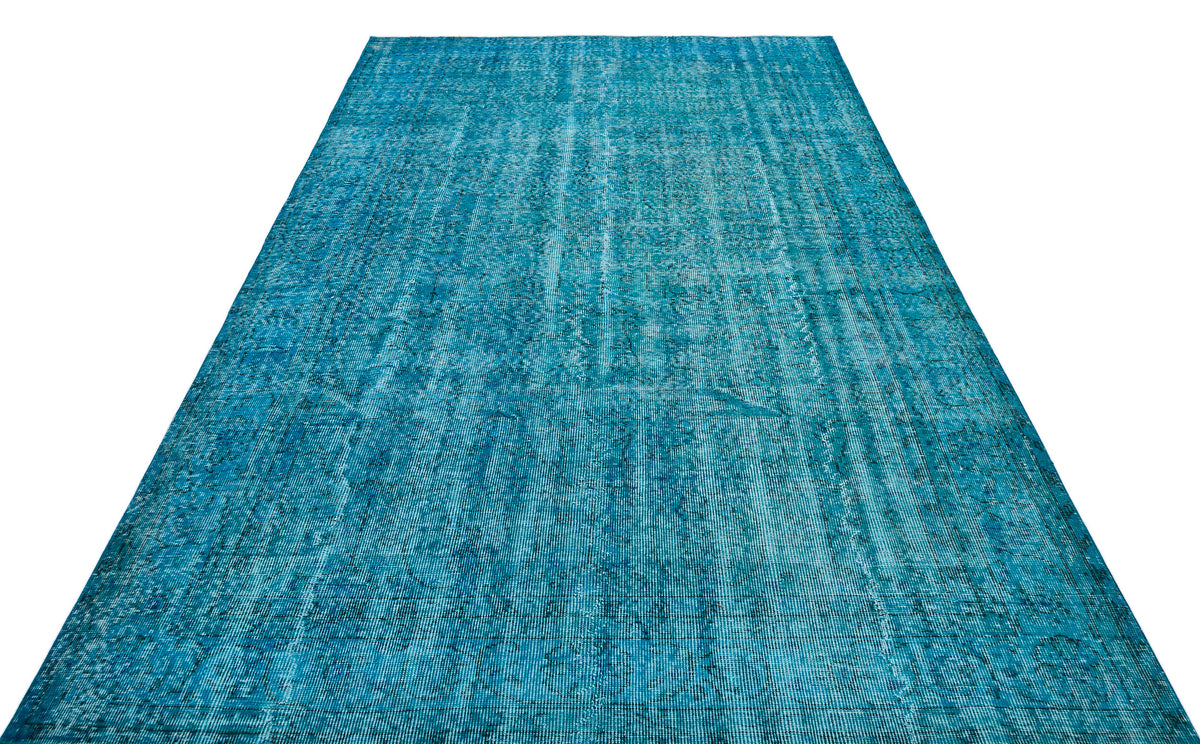 Turquoise Over Dyed Vintage Rug 6&#39;4&#39;&#39; x 9&#39;11&#39;&#39; ft 194 x 303 cm