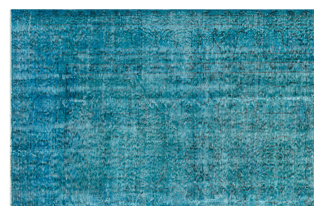 Turquoise Over Dyed Vintage Rug 6&#39;4&#39;&#39; x 9&#39;11&#39;&#39; ft 194 x 303 cm