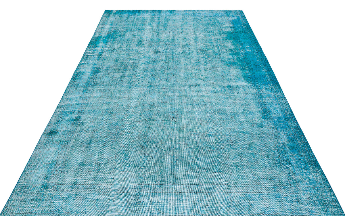 Turquoise Over Dyed Vintage Rug 6&#39;3&#39;&#39; x 9&#39;9&#39;&#39; ft 190 x 298 cm