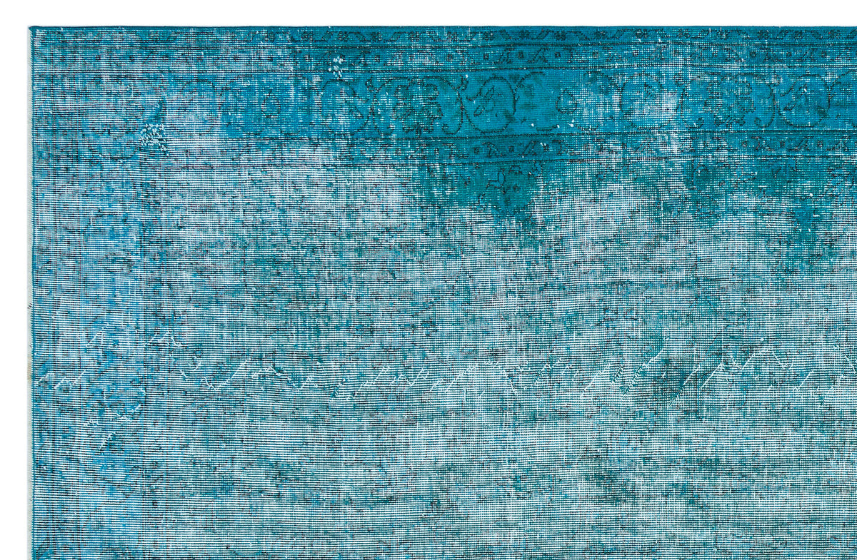 Turquoise Over Dyed Vintage Rug 6&#39;3&#39;&#39; x 9&#39;9&#39;&#39; ft 190 x 298 cm