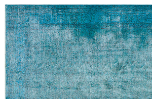Turquoise Over Dyed Vintage Rug 6'3'' x 9'9'' ft 190 x 298 cm
