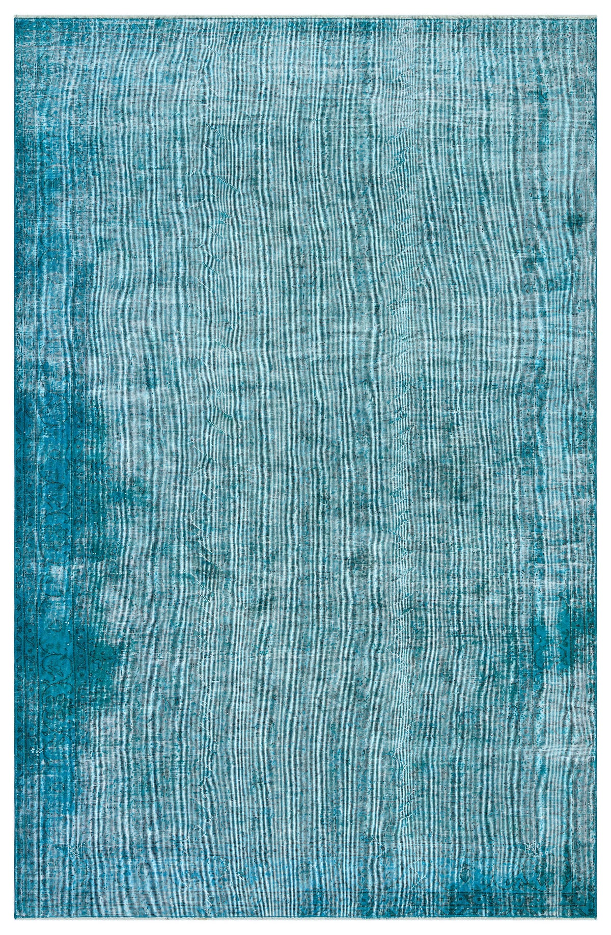 Turquoise Over Dyed Vintage Rug 6&#39;3&#39;&#39; x 9&#39;9&#39;&#39; ft 190 x 298 cm