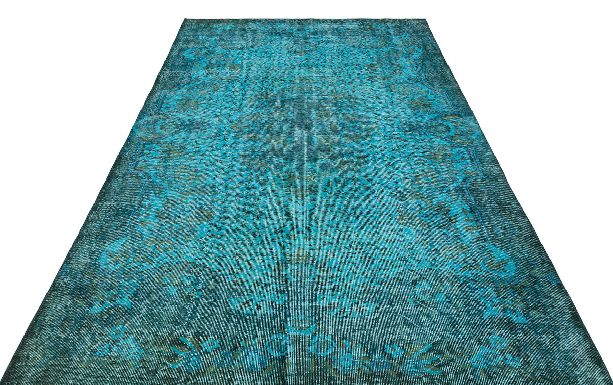Green Over Dyed Vintage Rug 6&#39;1&#39;&#39; x 9&#39;0&#39;&#39; ft 185 x 275 cm