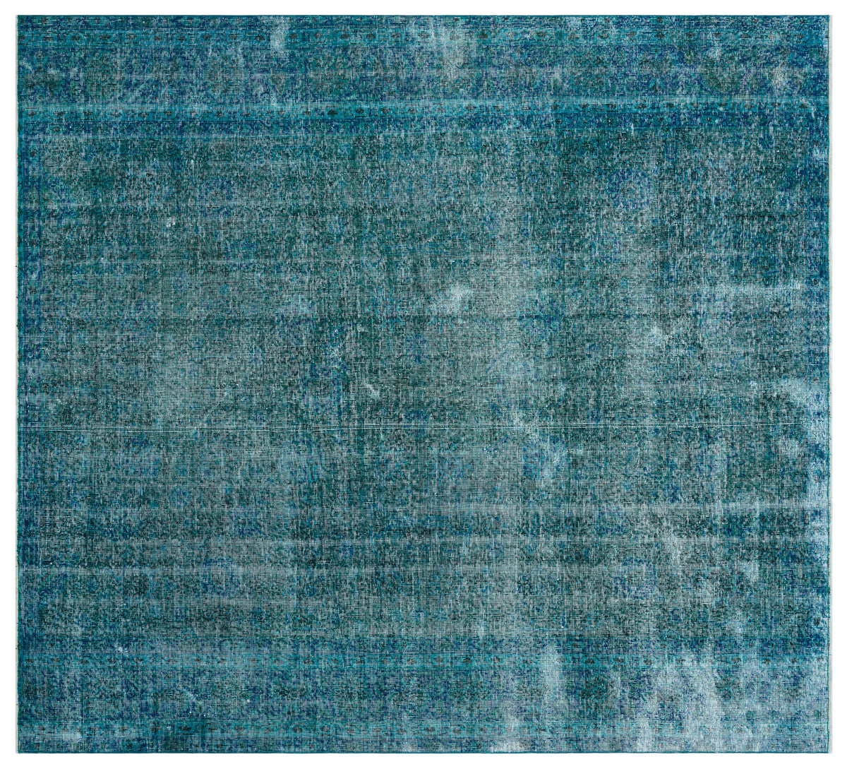 Turquoise Over Dyed Vintage Rug 8&#39;2&#39;&#39; x 9&#39;3&#39;&#39; ft 250 x 281 cm