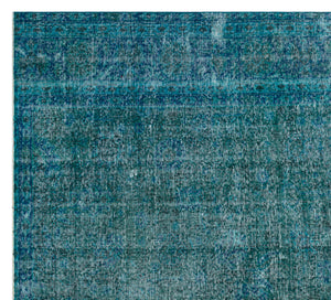 Turquoise Over Dyed Vintage Rug 8'2'' x 9'3'' ft 250 x 281 cm