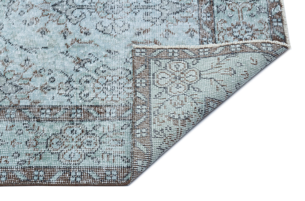 Retro Design Stone Blue Over Dyed Vintage Rug 5&#39;2&#39;&#39; x 9&#39;3&#39;&#39; ft 158 x 283 cm