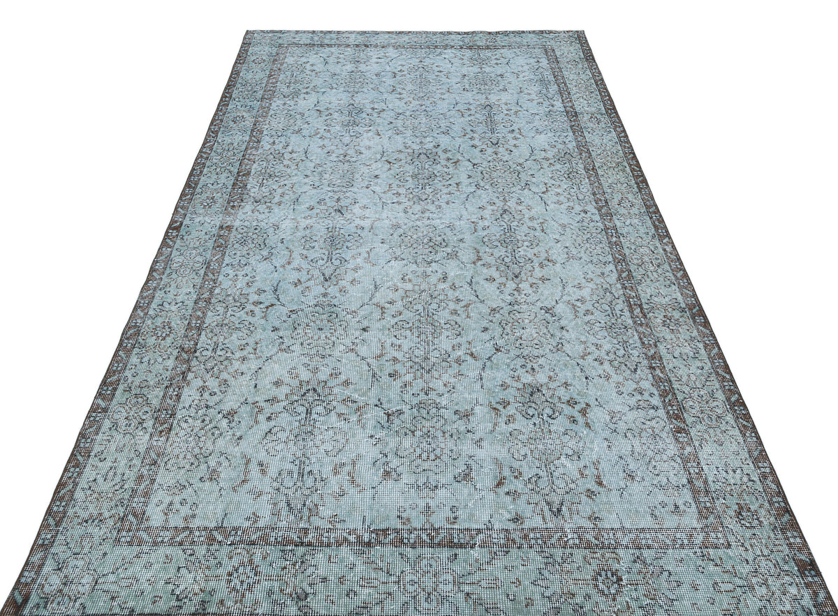 Retro Design Stone Blue Over Dyed Vintage Rug 5&#39;2&#39;&#39; x 9&#39;3&#39;&#39; ft 158 x 283 cm