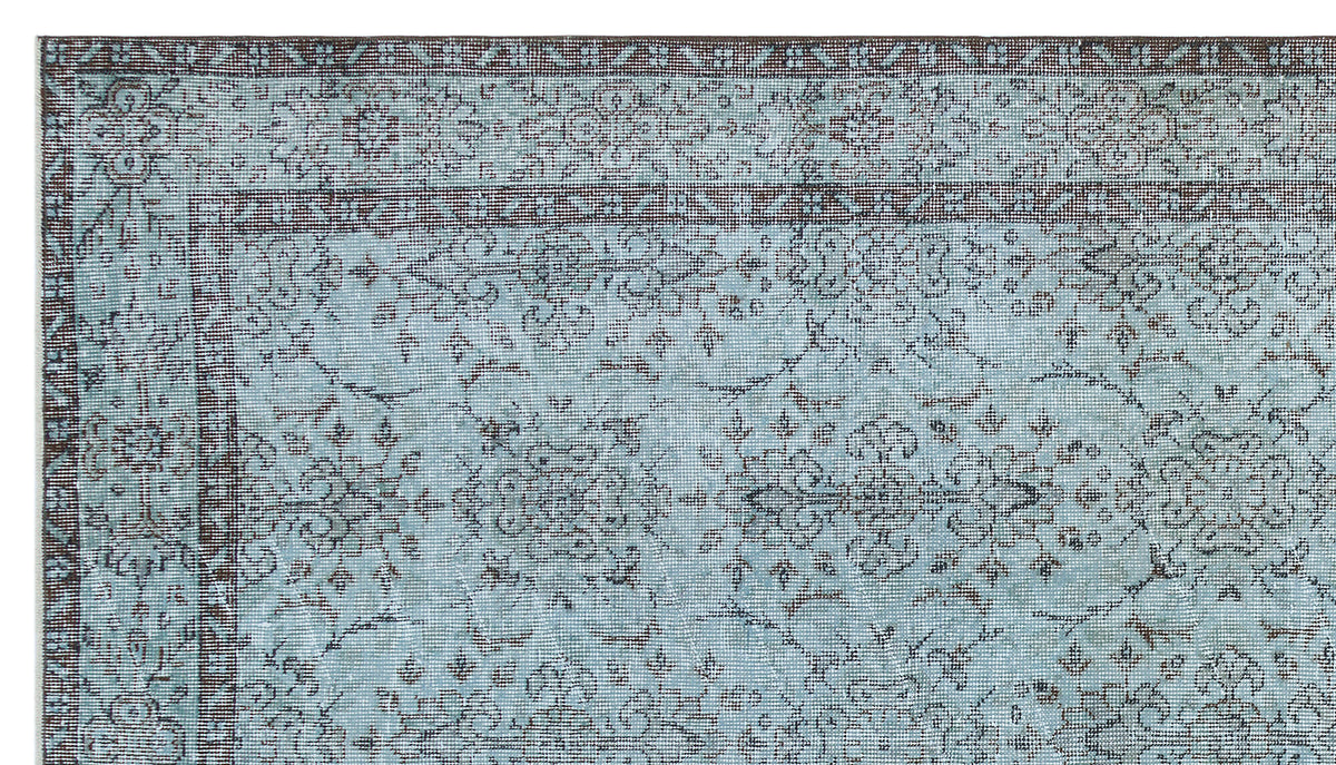 Retro Design Stone Blue Over Dyed Vintage Rug 5&#39;2&#39;&#39; x 9&#39;3&#39;&#39; ft 158 x 283 cm
