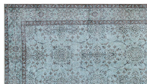 Retro Design Stone Blue Over Dyed Vintage Rug 5'2'' x 9'3'' ft 158 x 283 cm