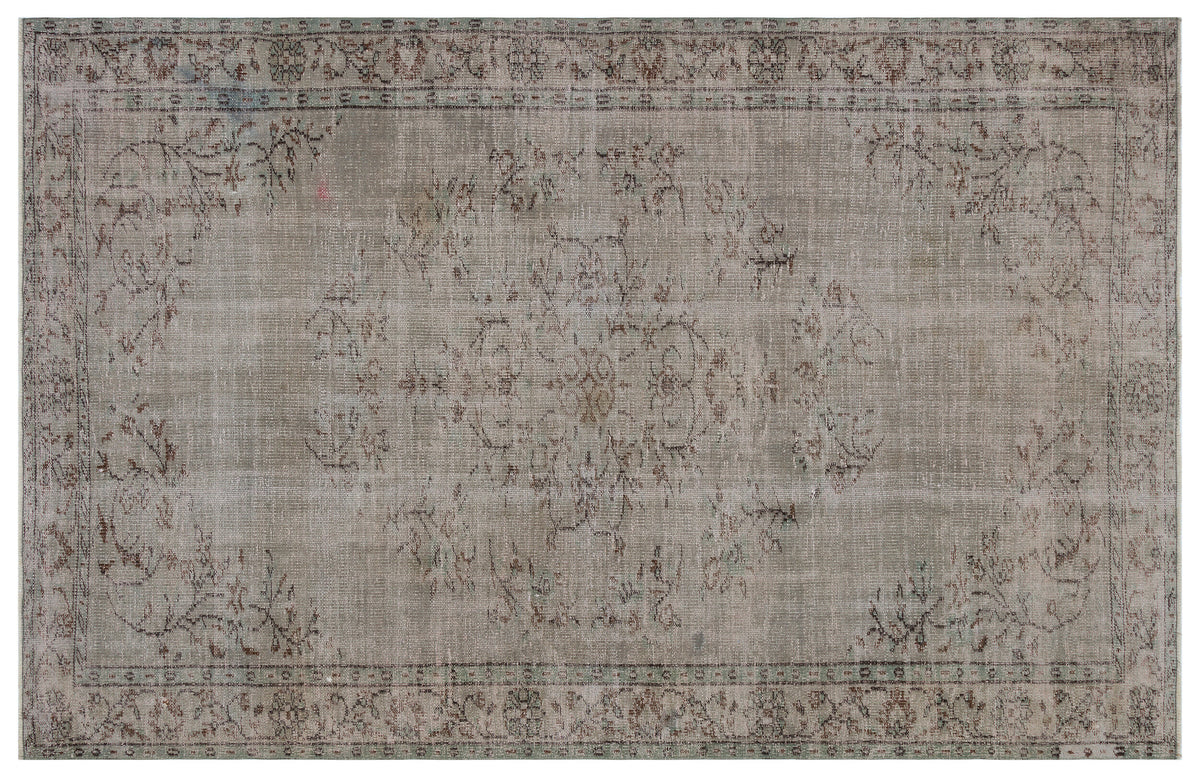 Gray Over Dyed Vintage Rug 5&#39;10&#39;&#39; x 9&#39;2&#39;&#39; ft 177 x 280 cm
