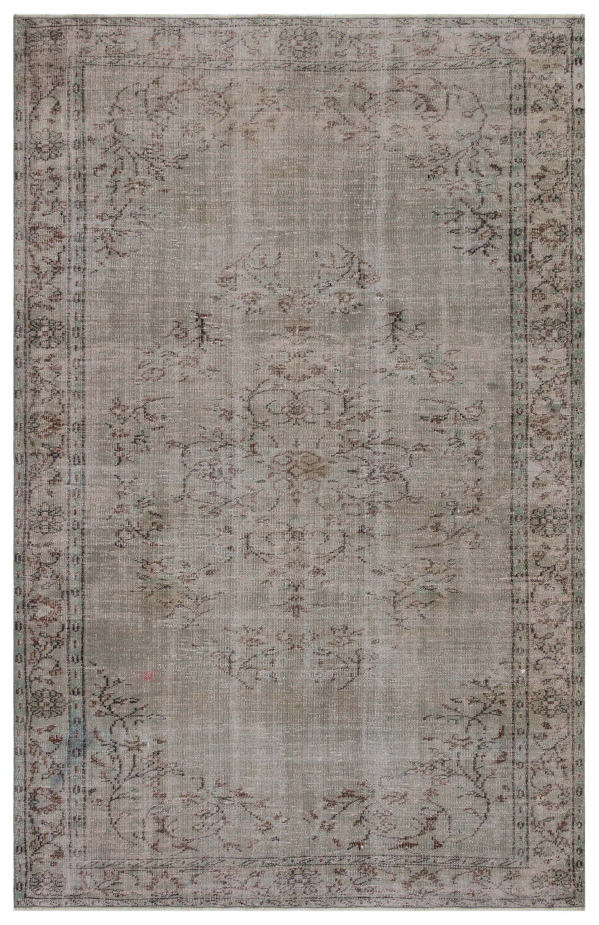 Gray Over Dyed Vintage Rug 5&#39;10&#39;&#39; x 9&#39;2&#39;&#39; ft 177 x 280 cm