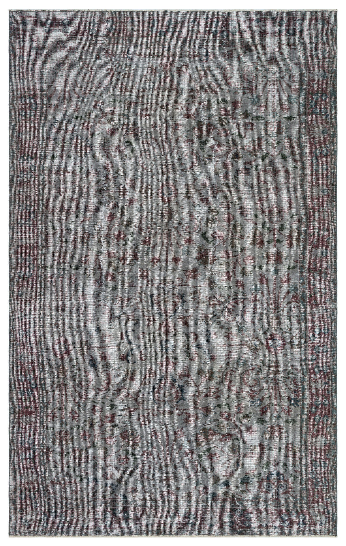 Gray Over Dyed Vintage Rug 5&#39;6&#39;&#39; x 8&#39;10&#39;&#39; ft 167 x 268 cm