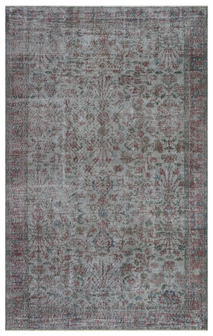 Gray Over Dyed Vintage Rug 5'6'' x 8'10'' ft 167 x 268 cm