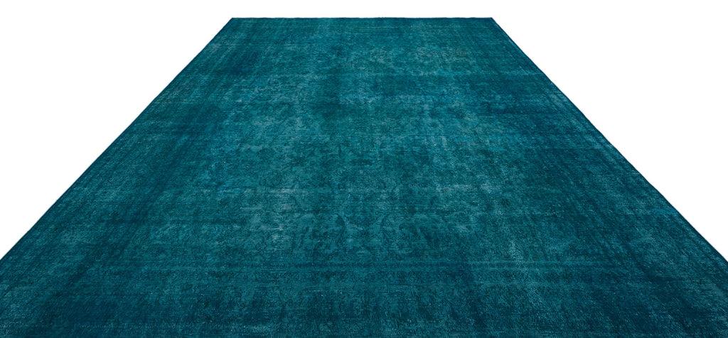 Turquoise  Over Dyed Vintage XLarge Rug 9'10'' x 12'2'' ft 300 x 372 cm