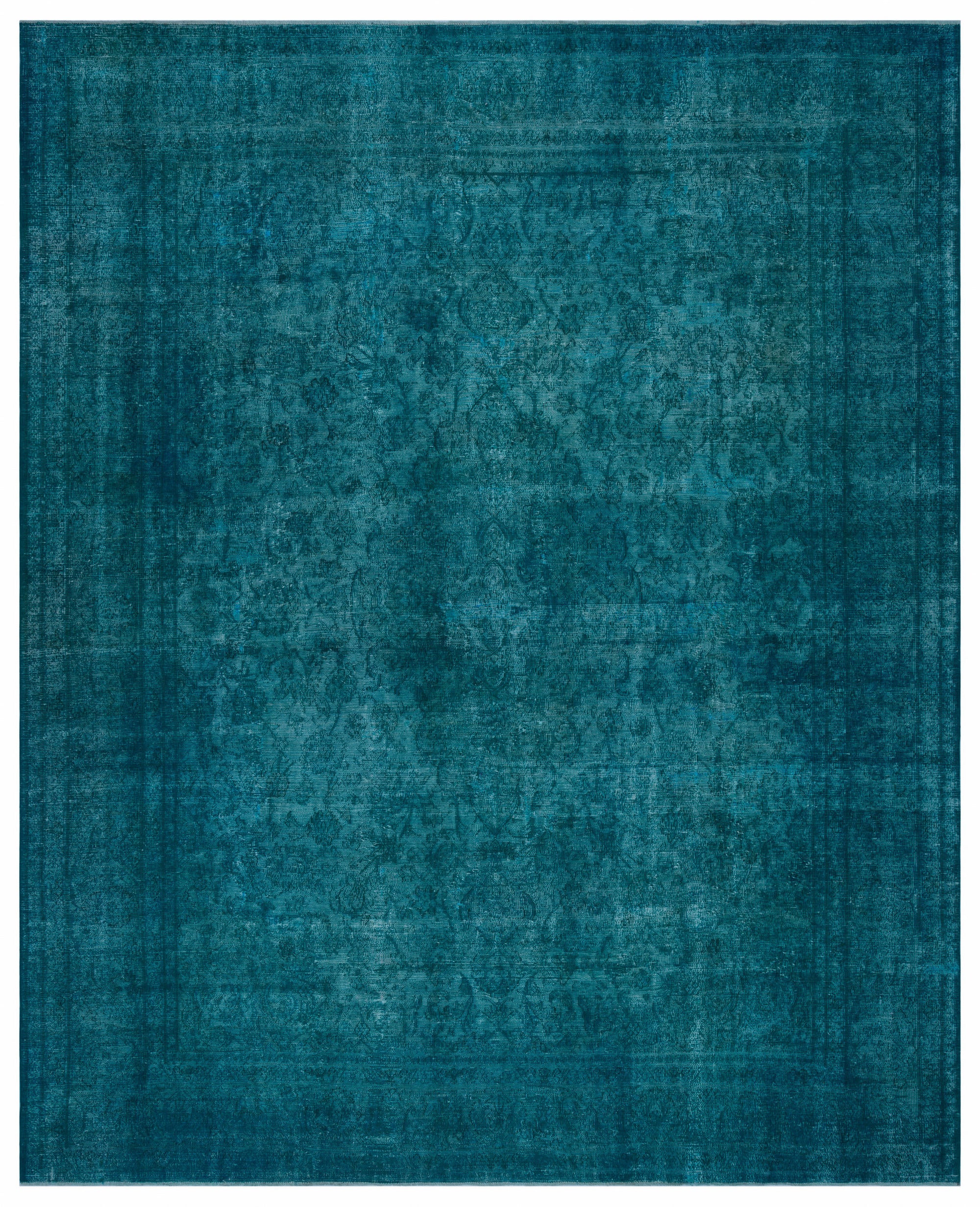 Turquoise  Over Dyed Vintage XLarge Rug 9'10'' x 12'2'' ft 300 x 372 cm